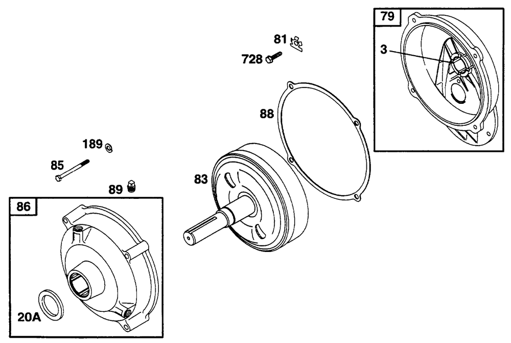 Gear Reducer Assembly Diagram and Parts List for 233452-0636-XX  Briggs and Stratton Engine